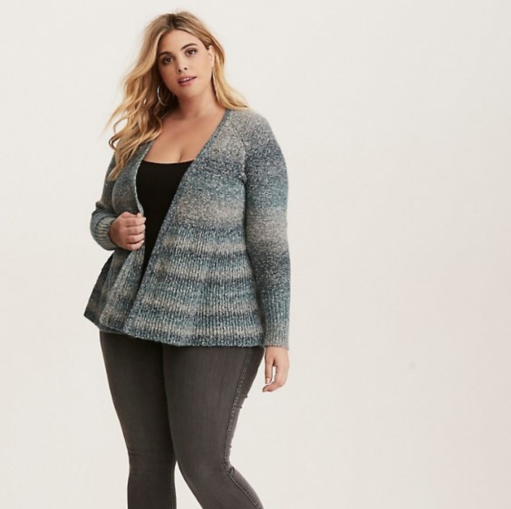 💚TORRID💚 OMBRÉ STRIPE OPEN FRONT CARDIGAN